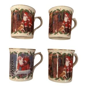 Four New in Box Lenox Christmas Mugs - Santa’s Holiday Journey, A Friend to All
